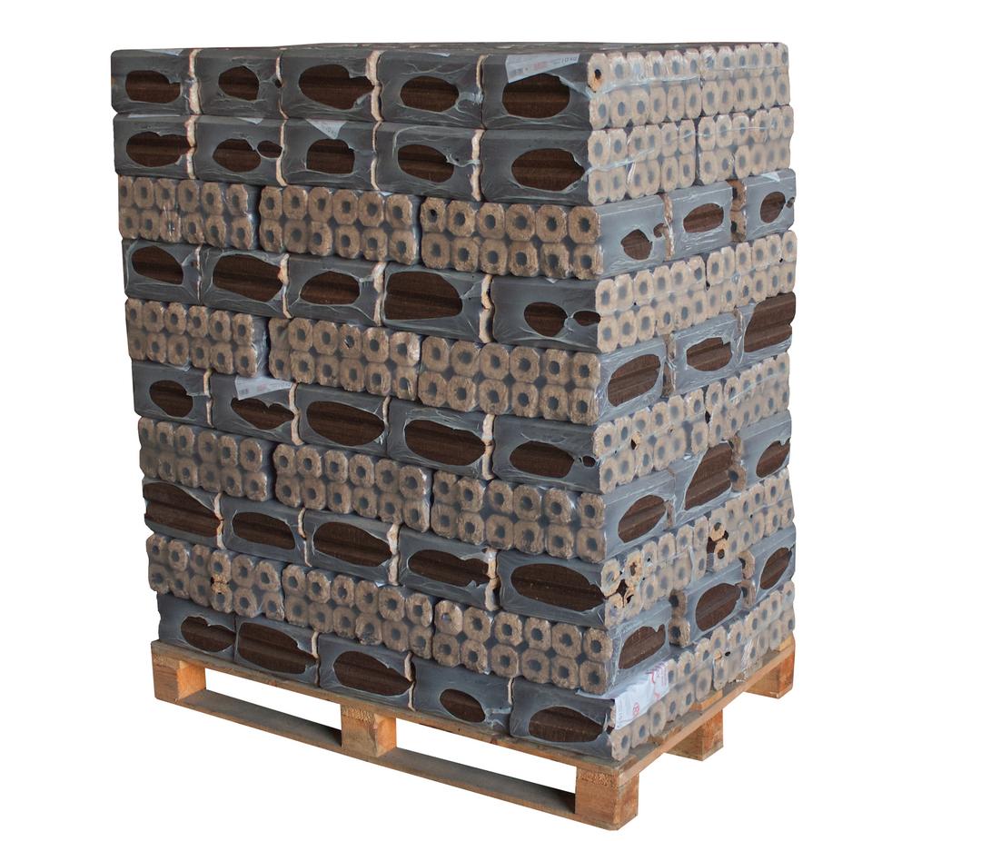 HartholzbrikettPiniKay10kg Holzbrikett Pini Kay, 96 x 10 kg, 8-eckig in Folie – Bild 1