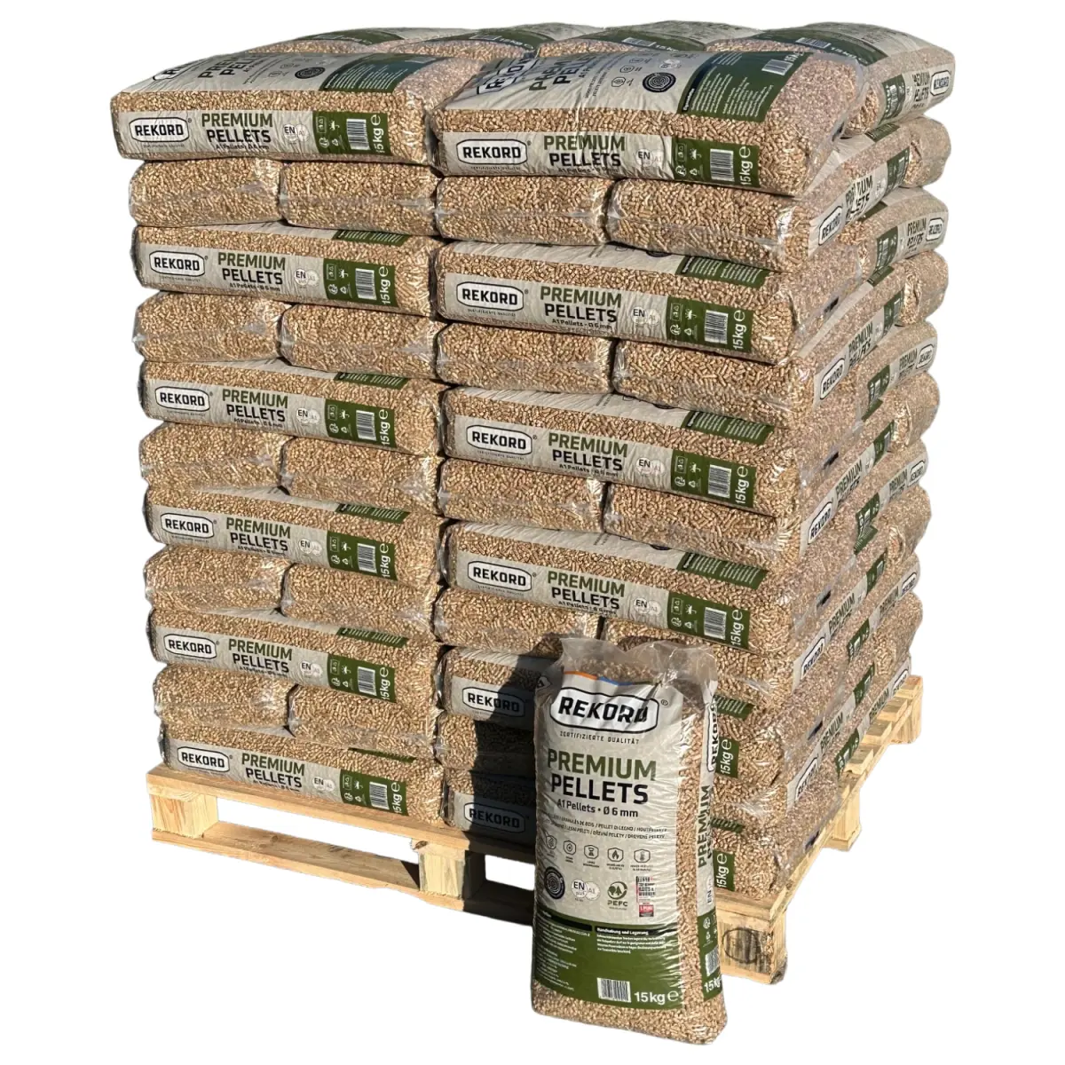 REKORD Premium Holzpellets A1 ENplus - Palette 990 kg REKORD Premium Holzpellets A1 ENplus - Palette 990 kg – Bild 1